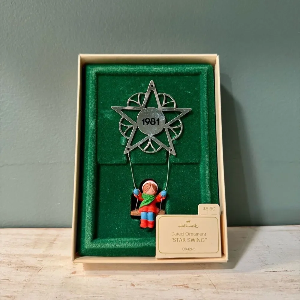 1981 Hallmark Star Swing Vintage Christmas Keepsake Ornament | Girl on Swing
